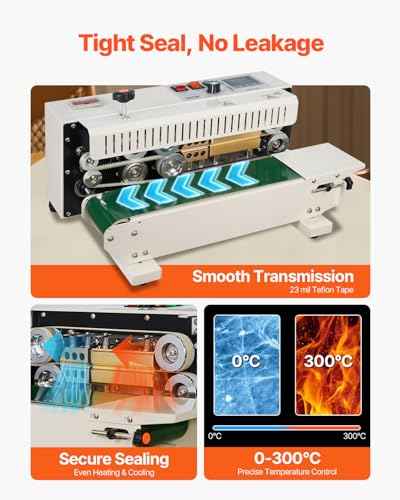 Continuous Bag Band Sealing Machine FR900K Band Sealer Machine with Digital Temperature Control Horizontal Bag Sealer for 0.02