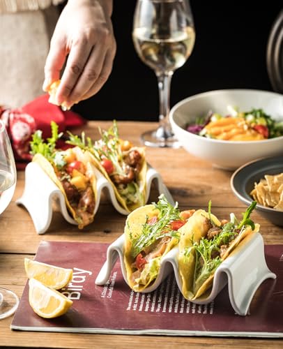 Taco Holder Porcelain Taco Tray with Handles (2 Count)