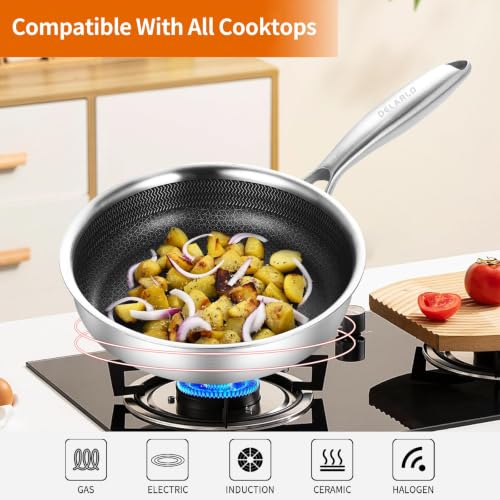 Tri Ply Stainless Steel Frying Pan 5.6" Nonstick kitchen skillet