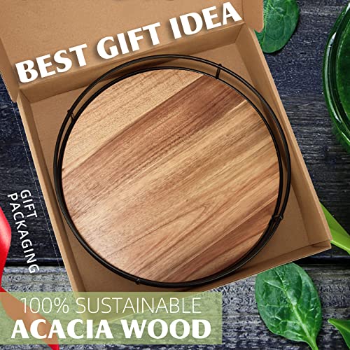10" Acacia Wood Lazy Susan