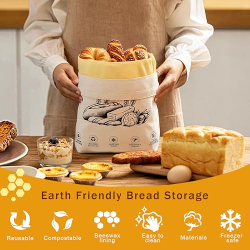 2 Pack Reusable Beeswax Bread Bags for Sourdough & Homemade Bread (2 Count)