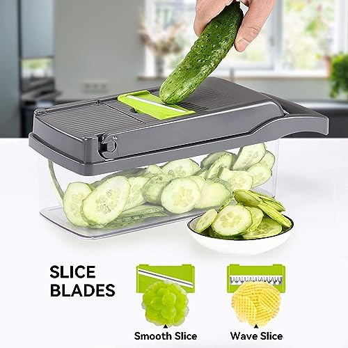 Multi Function Vegetable Chopper Onion Micer Chopper 12 in 1 Pro Veggie Slicer Dicer Cutter with Container for Potatoes