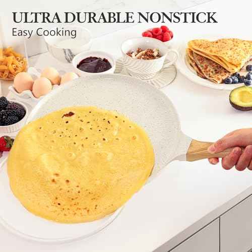 10 Inch Nonstick Crepe Pan Ceramic Coating Pancake Pan White