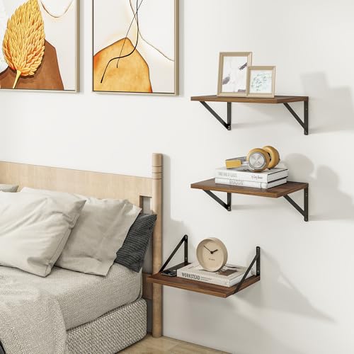 16W x 12D Deep Floating Shelves Set of 3 Walnut (3 Count)