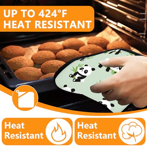 Cute Panda Oven Mitts and Pot Holders Sets 4Pcs