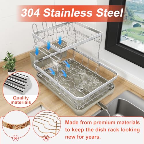 2 Tier Dish Drying Rack for Kitchen Counter