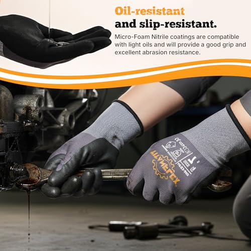 Work Gloves MicroFoam Nitrile Coated (12 Count)
