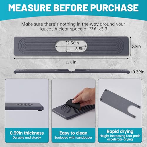 Stone Faucet Mat for Kitchen Sink Oval Hole Bathroom sink splash guard