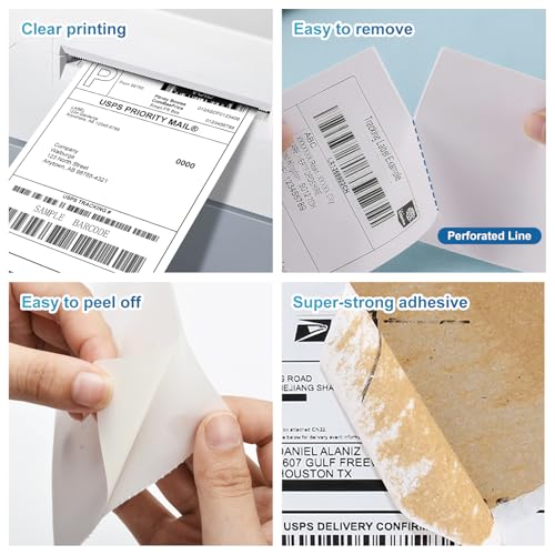 Fanfold 4 x 6 Direct Thermal Labels White Perforated Shipping Labels (500 Count)