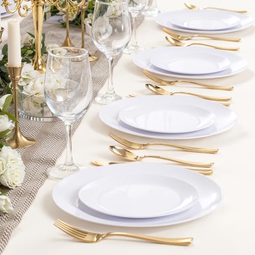 200 Pieces White Plastic Plates Disposable (200 Count)