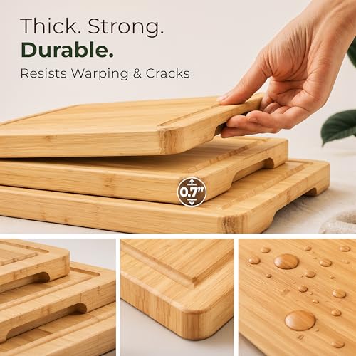 Bamboo Cutting Boards for Kitchen (3 Count)