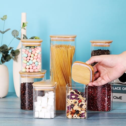 Glass Storage Canister with Wooden Lid (7 Count)