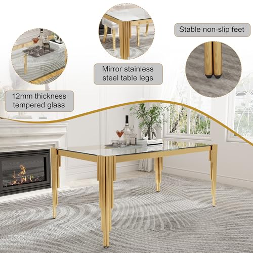 51'' Modern Glass Dining Table for 4 People