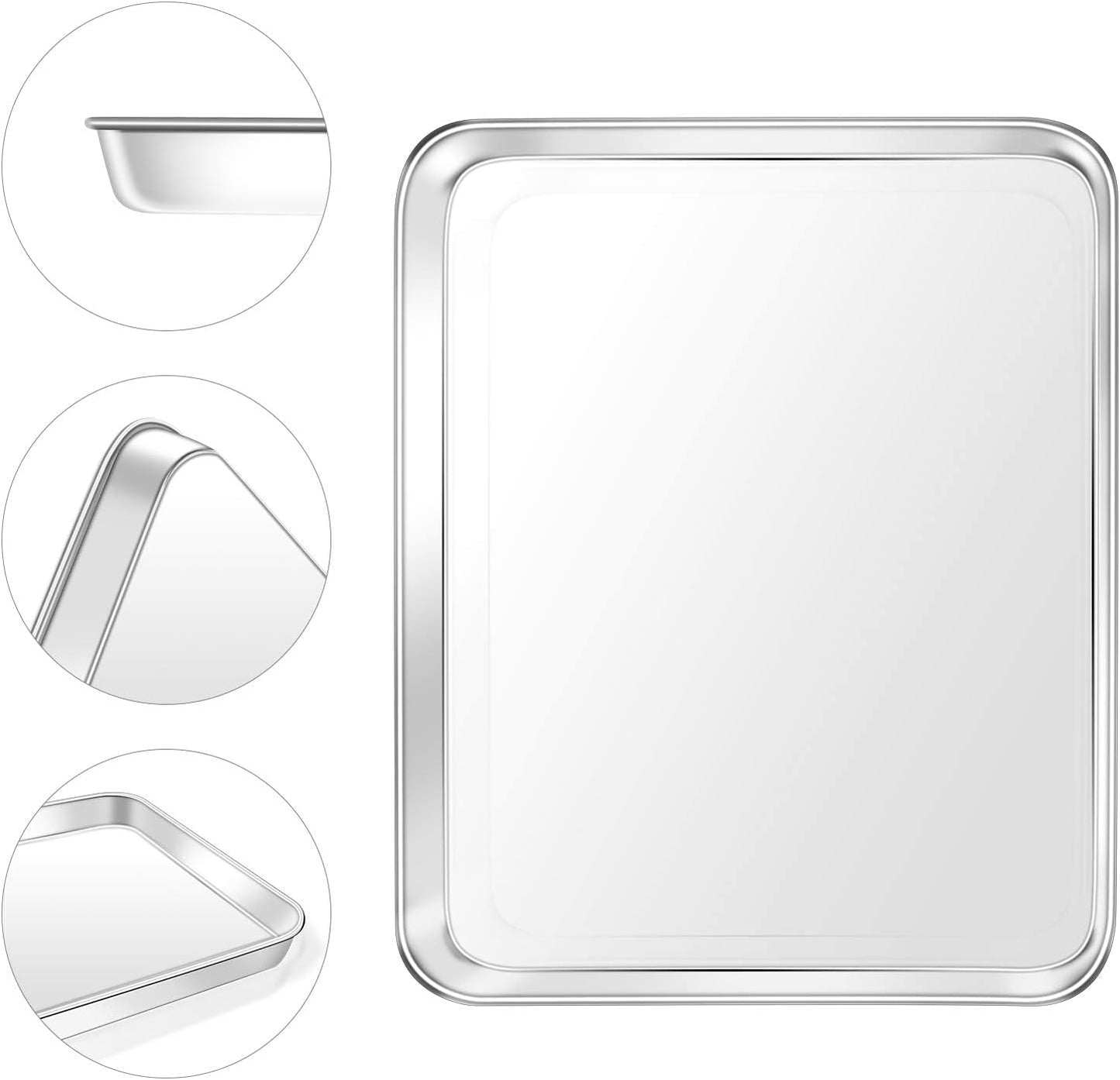 Baking Sheet, Yododo Stainless Steel Baking Pans Tray Cookie Sheet Toaster Oven Tray Pan Cookie Pan, Non Toxic & Healthy, Superior Mirror Finish & Rust Free, Easy Clean & Dishwasher Safe - 10.4 inch - Culinary Roots