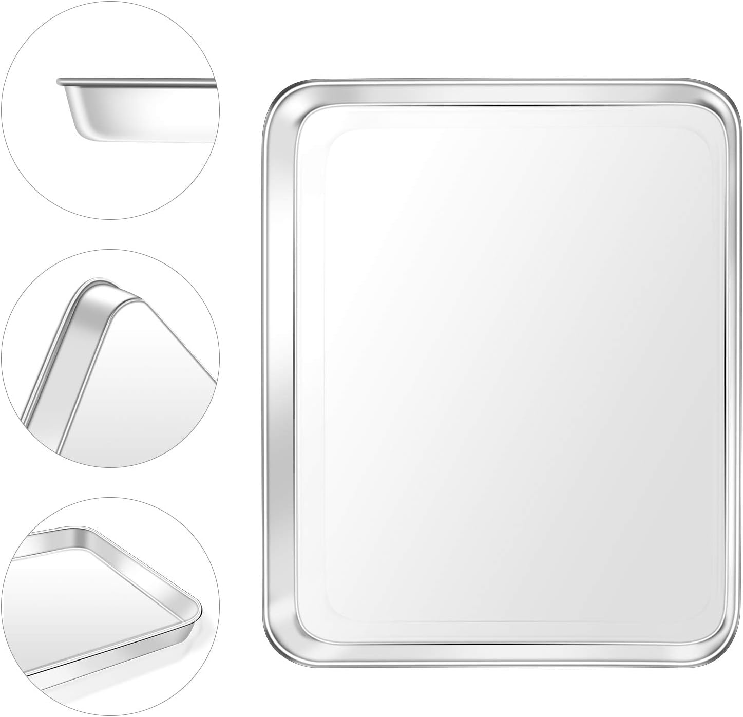 Baking Sheet, Yododo Stainless Steel Baking Pans Tray Cookie Sheet Toaster Oven Tray Pan Cookie Pan, Non Toxic & Healthy, Superior Mirror Finish & Rust Free, Easy Clean & Dishwasher Safe - 10.4 inch - Culinary Roots