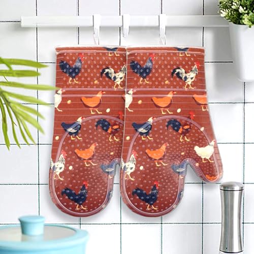 Oven Mitts with Transparent Clear Silicone Shell and Nice Shell Flower Printing (2 Count)