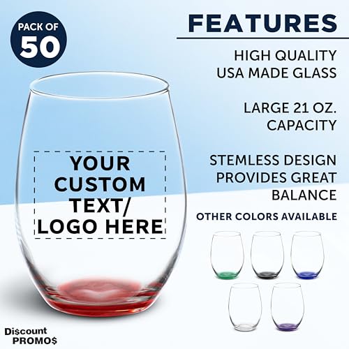 50 ARC Stemless Wine Glasses Set (50 Count)