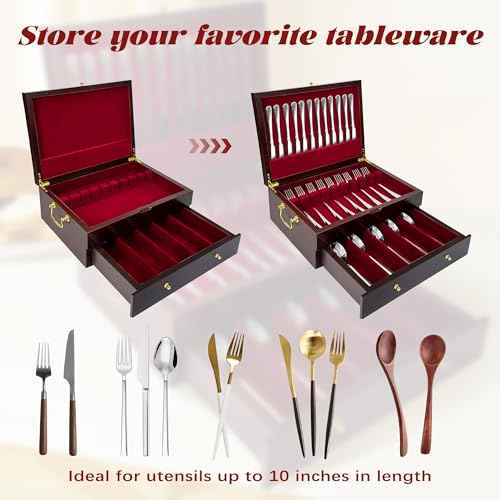 Silverware Storage Box Solid Wood with Lid