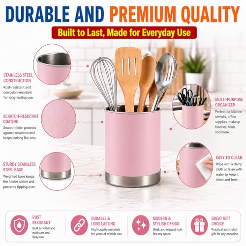 Stainless Steel Utensil Crock with Anti