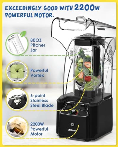 Quiet Commercial Blender with Soundproof Shield