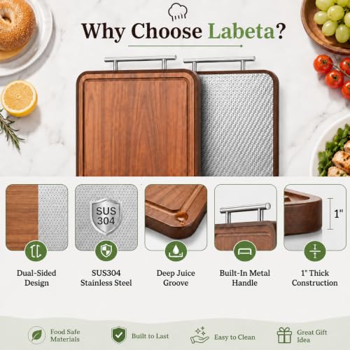 Double Sided Stainless Steel and Ebony Cutting Board