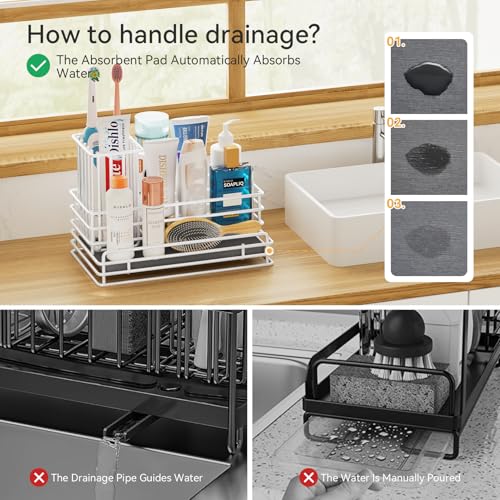 Sponge Holder for Kitchen Sink Organizer Caddy