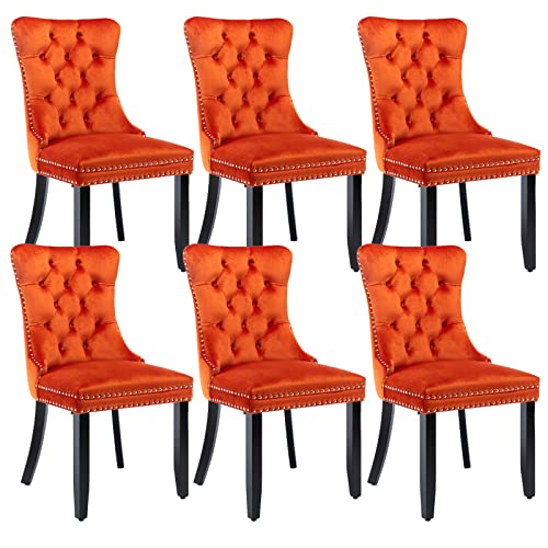 Orange Velvet Dining Chairs Set of 6 (6 Count)