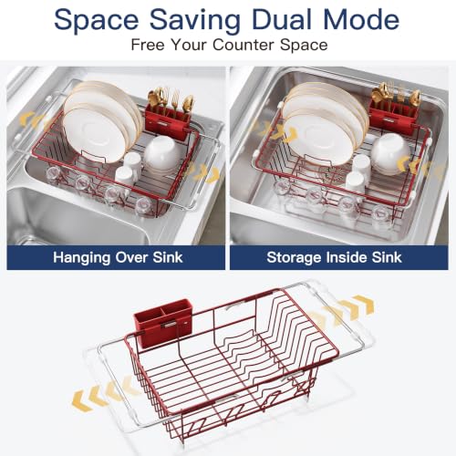 Red Dish Drying Rack in Sink