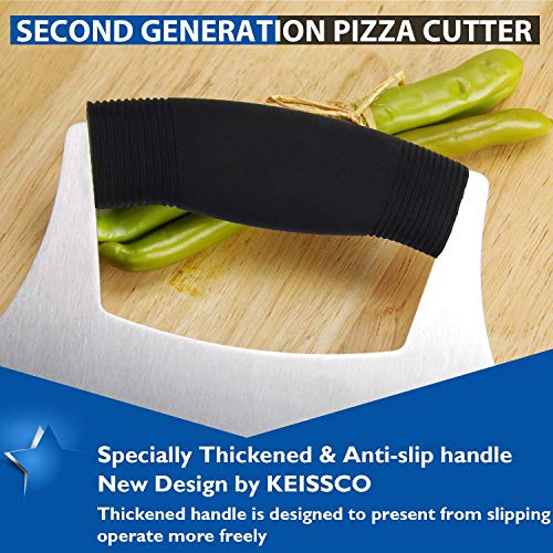 Pizza Cutter Stainless Steel Ulu knife Razor Sharp Rocker Slicer Cutter Mincing Mezzaluna Knife Salad Vegetable Chopper with Upgraded Ergonomic Anti