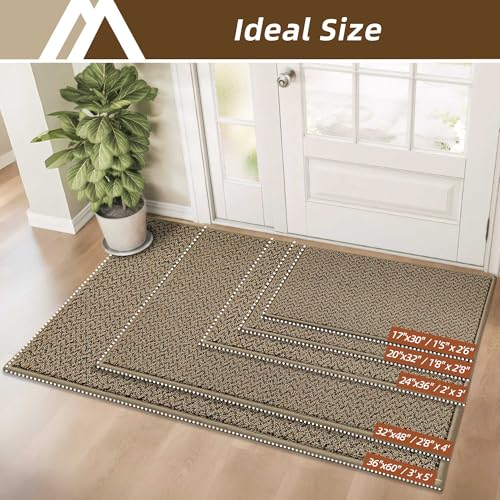 Dirt Trapper Door Mat 17"x30" Non Slip Washable Taupe (2.1977 Sq Ft)