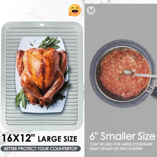 2 Pcs Gray Silicone Trivets 16"x12" Heat Resistant Trivets for Hot Pots and Pans Nonslip and Heat Resistant Hot Pads Silicone Square Trivet Mat Heat Resistant Mats for Countertop (2 Count)