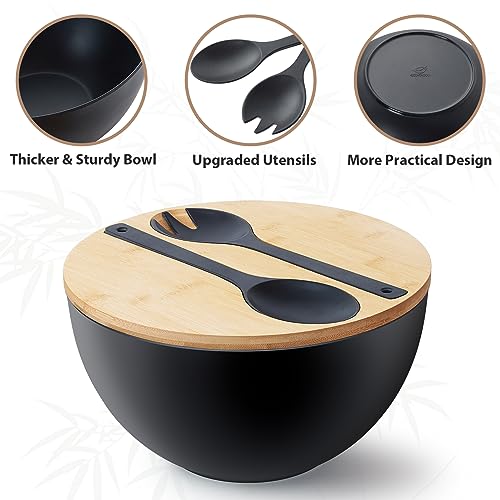 11.3" Extra Large Salad Bowl with Wooden Lid & Servers (208 Count)
