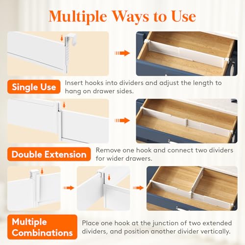 3.1" High 6 Pack Hanging Kitchen Drawer Dividers (6 Count)