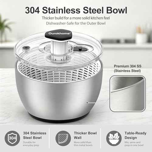6.3 QT Stainless Steel Salad Spinner