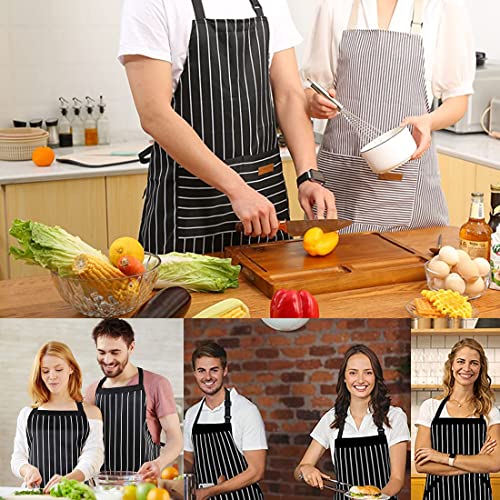 Adjustable Bib Apron with 2 Pockets Cooking Kitchen Cotton Aprons for Women Men Chef Restaurant BBQ Painting Crafting