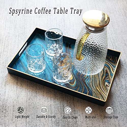 Serving Tray Marble Decorative Tray Plastic Rectangular Coffee Table Tray for Living Room