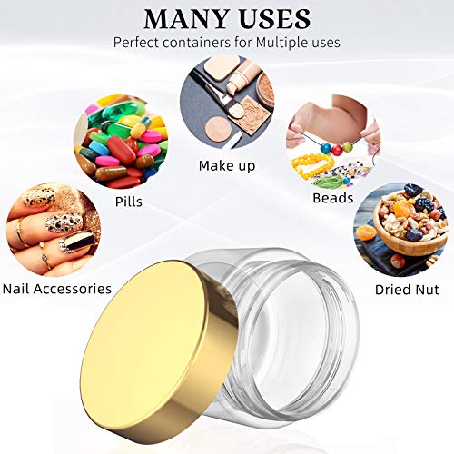 6 Pack 4 oz Plastic Jars Containers with Lids Wide (6 Count)