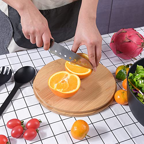 Bamboo Fiber Salad Bowl with Servers Set Large 9.8 inches Nature Bamboo Mixing Bowl with Servers with Lid Spoon and Fork for Fruits