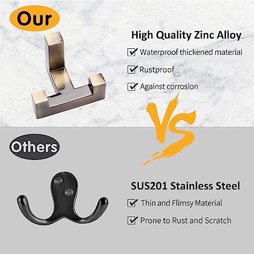 5 Pack Heavy Duty Coat Hook Wall Mount with Screw Retro Double Coat Hook Utility Hook for Coats