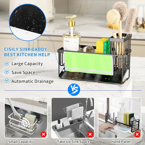 Kitchen Sink Caddy Organizer with High Brush Holder