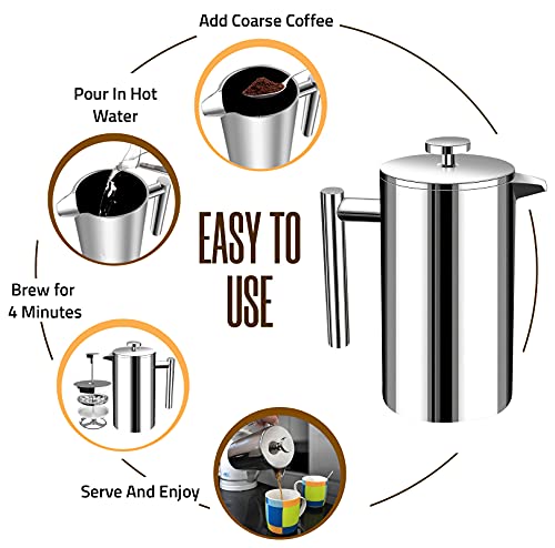 304 Grade Stainless Steel French Press 12 Oz