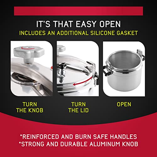 Large) 26-Quart Aluminum Pressure Cooker for Professional Use – Commercial-Grade, 1 Safety Valve, Reinforced Handles, Easy-Open Lid, – Ideal for Large Kitchens, and Restaurants