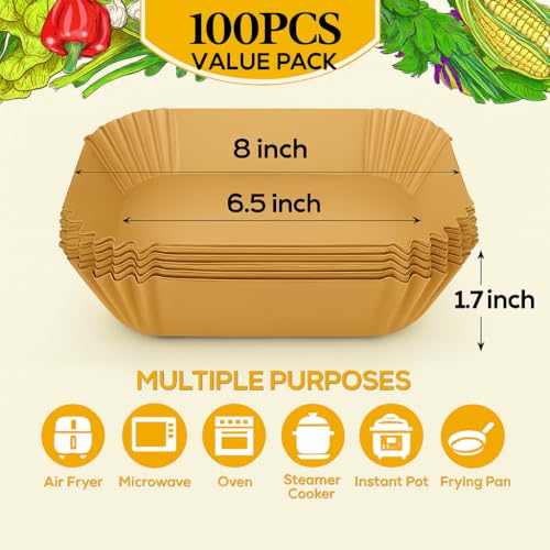 Small Air Fryer Disposable Paper Liners for 2 to 5QT Airfryer (200 Count)