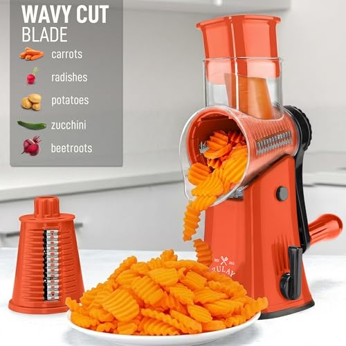 Rotary Cheese Grater Manual Hand Crank 5 Blade Shredder