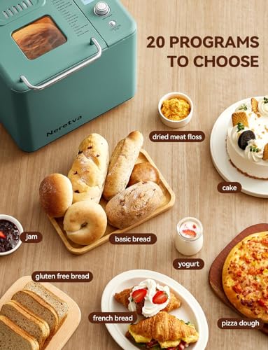 20-in-1 2LB Bread Maker Metal Bread Machine with Dual Heater, Green