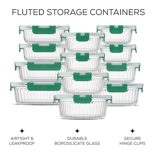 24pc Borosilicate Glass Storage Containers with Lids (24 Count)