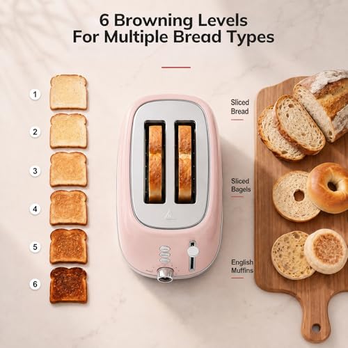 2 Slice Toaster Retro Stainless Steel with Bagel