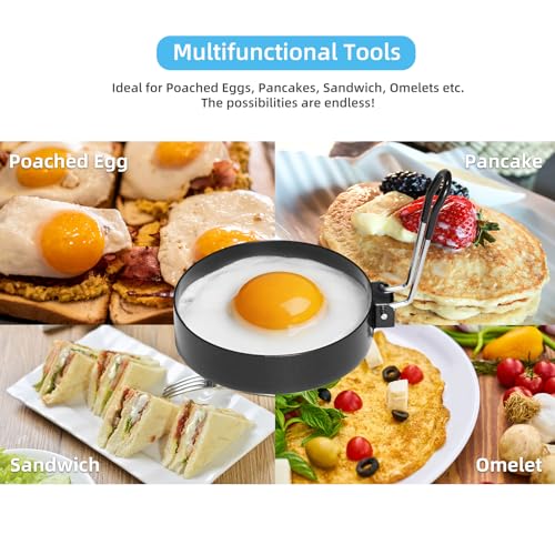 4 Pack 3.5 Inch Nonstick Stainless Steel Egg Rings for Frying Eggs (4 Count)