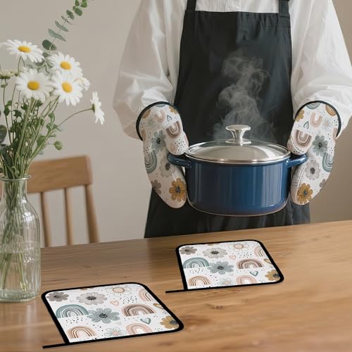 Cute Rainbows Oven Mitts and Pot Holders (4 Count)