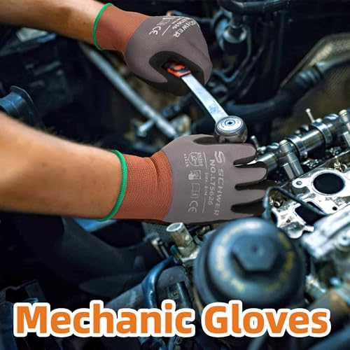 6 Pairs Work Gloves Sandy Nitrile Coated